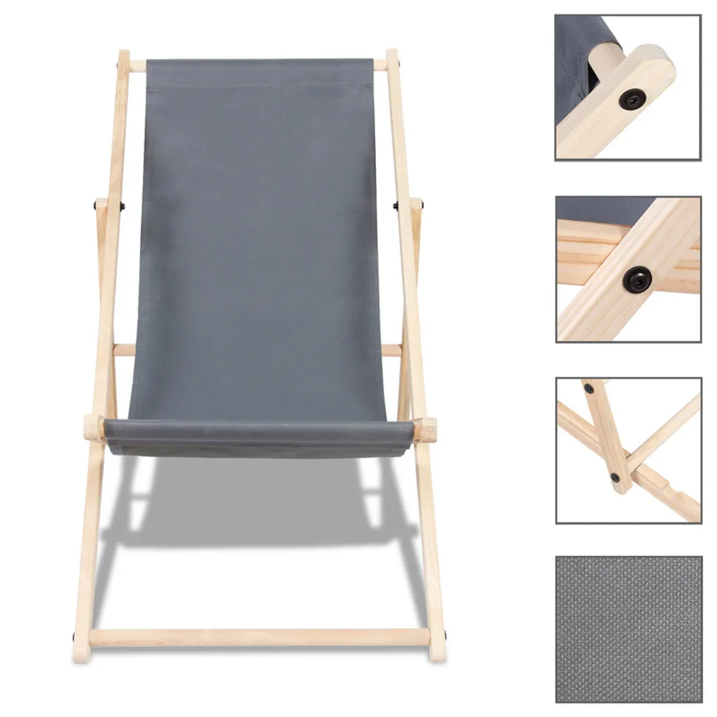 Sedia Sdraio Pieghevole Legno Grigio - Offerta Sedia da Giardino
