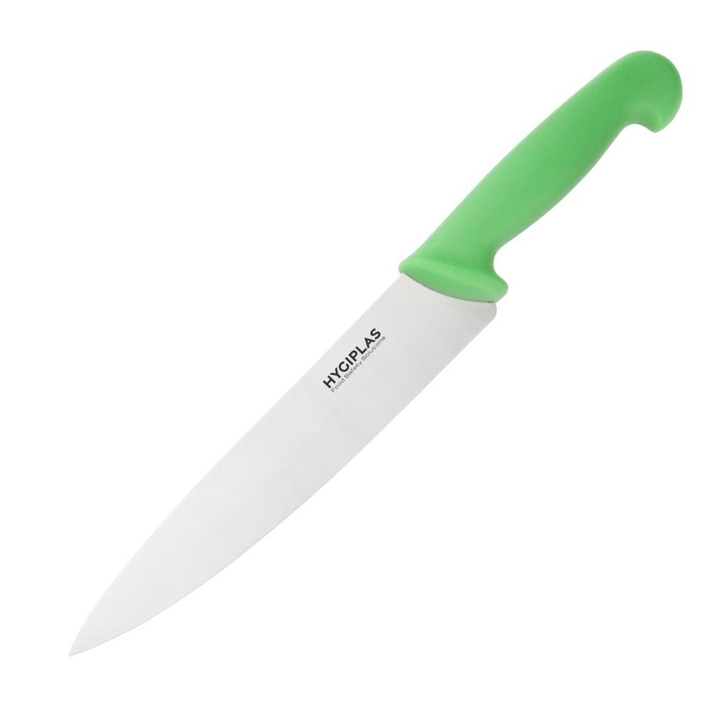 Farbkodiertes Kochmesser mit 21cm Edelstahlklinge, grüner Griff