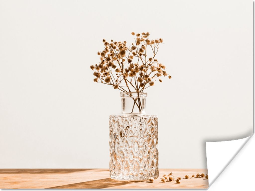 MuchoWow Poster Stilleben - Getrocknete Blumen - Topf 120x90 cm - Wandbild