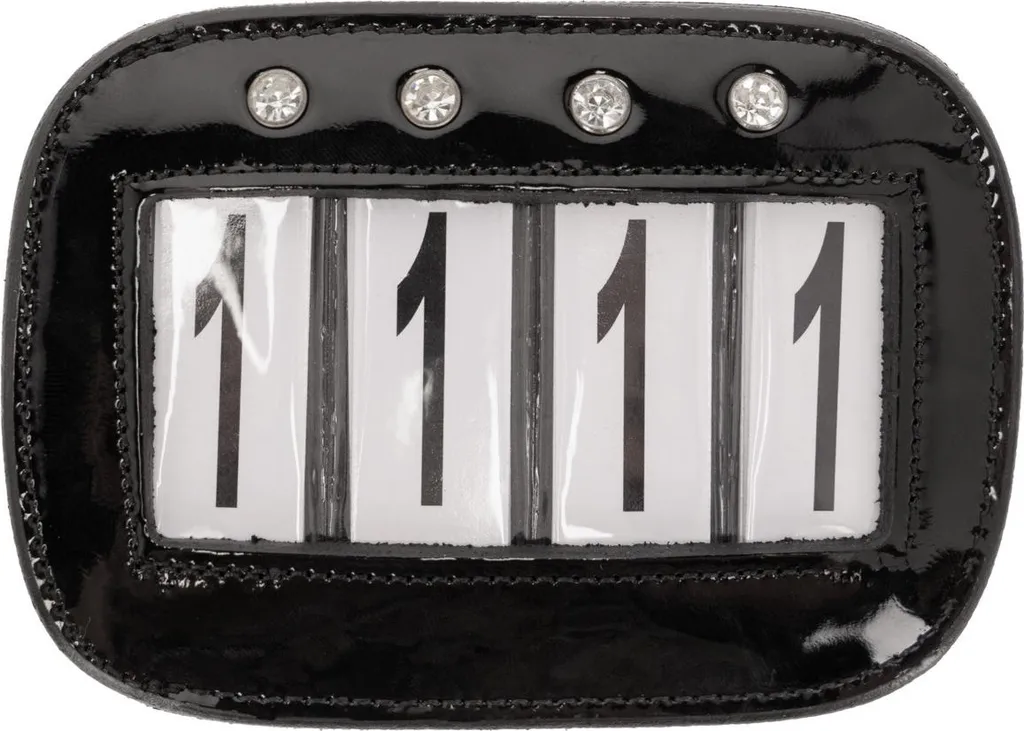 Porte-numéros de bridon QHP Quatro noir lot de 2 pour cavalier pro