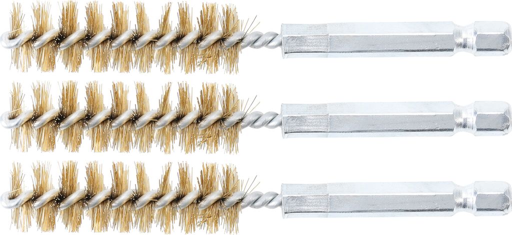 BGS 3078-14-M Messingbürste, 14 mm, Antrieb Außens echskant 6,3 mm (1/4"), 3-tlg.