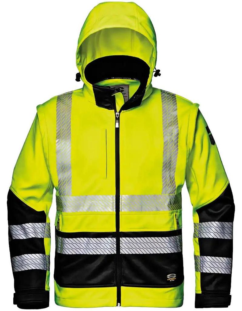 Sir Safety STARMAX Warnschutz-Softshelljacke Herren winddicht EN ISO 20471 Klasse 2, XL, HI-VIS GELB/SCHWARZ