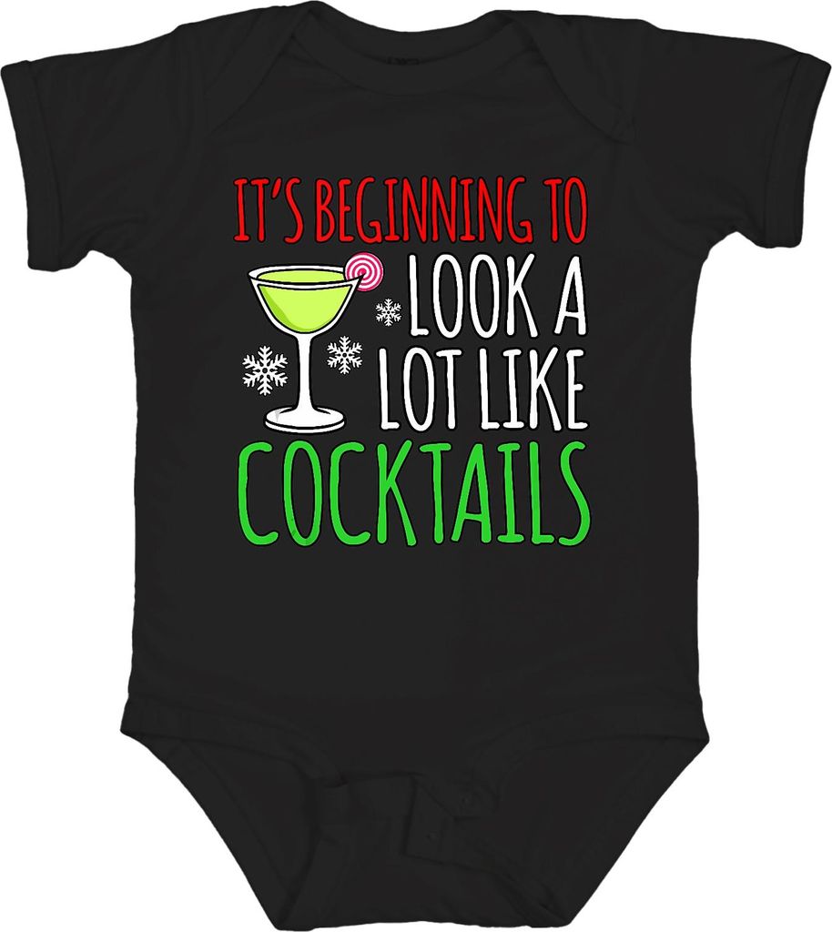 It's Beginning To Look Like Cocktails Weihnachten Party Geschenk Unisex Baby Body, Schwarz, 6/12