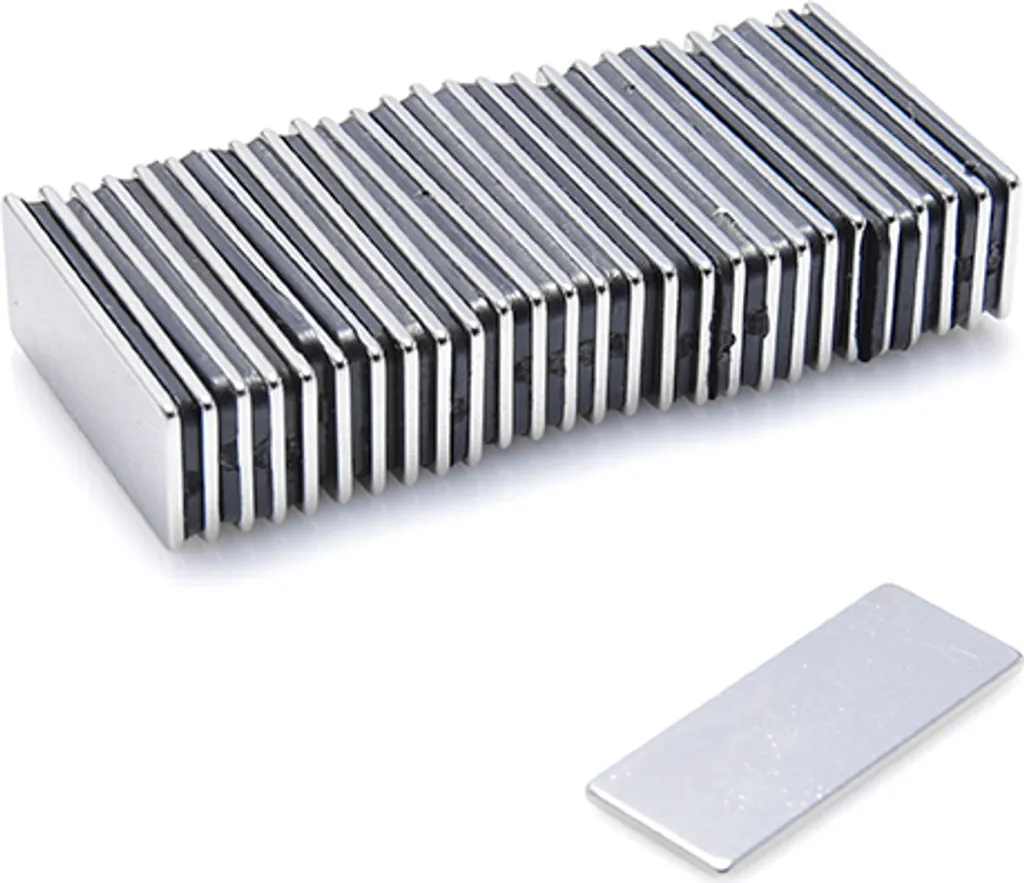 Magneti al neodimio 25 x 10 x 1 mm N38 in blocco - 100 pezzi, estremamente forti, lavagne magnetiche, frigoriferi, lavagne bianche, fai da te