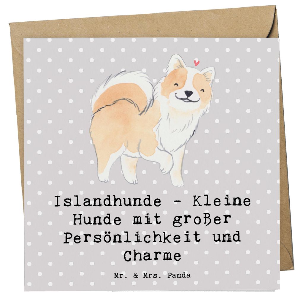 Mr. & Mrs. Panda Klappkarte Charme Islandhund - Grau Pastell - Geschenk, Glückwunschkarte, charmante Hunde, Grußkarte, Hunderassen, anlasskarte, ...