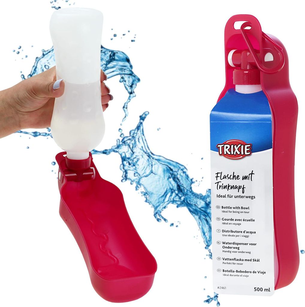 Trixie 500 ml Wasserflasche mit Hundenapf Produktbild 