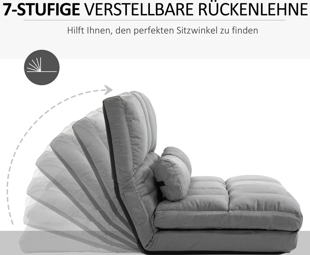 HOMCOM Bodenstuhl 2-in-1 Bodensessel Bett mit Rückenlehne 3 Produktbild 7