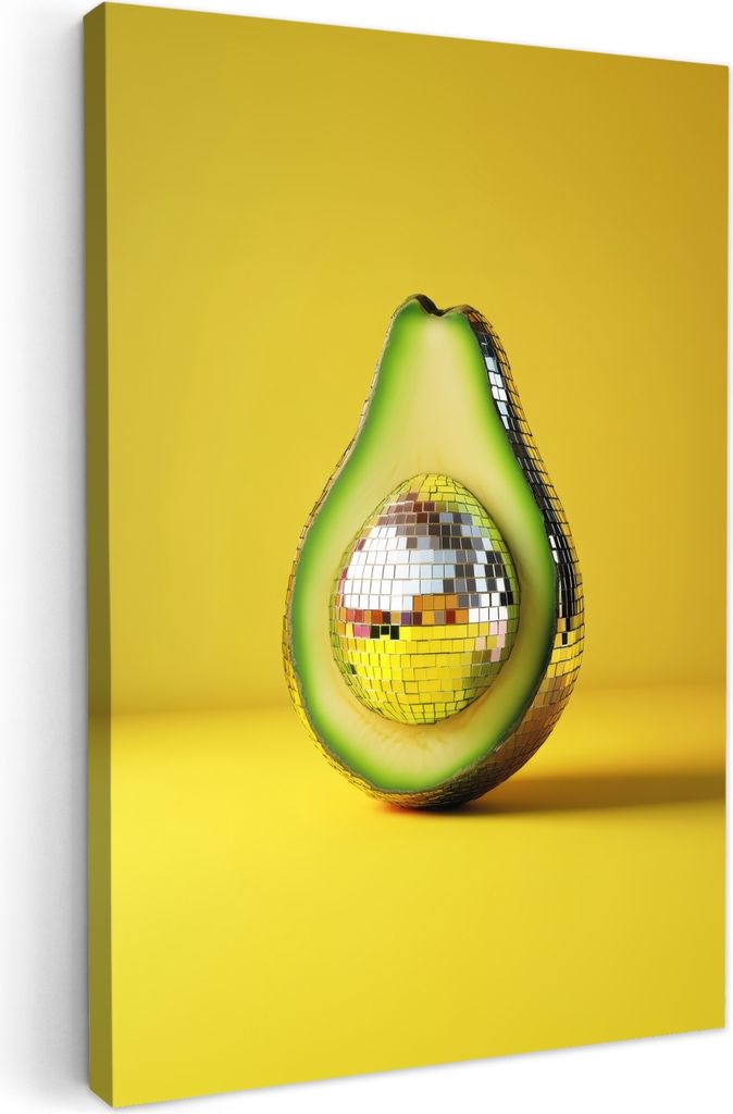Leinwand Bilder 20x30 cm - Disco - Avocado - Gelb, Wandbilder, Wanddeko Wohnzimmer, Bild