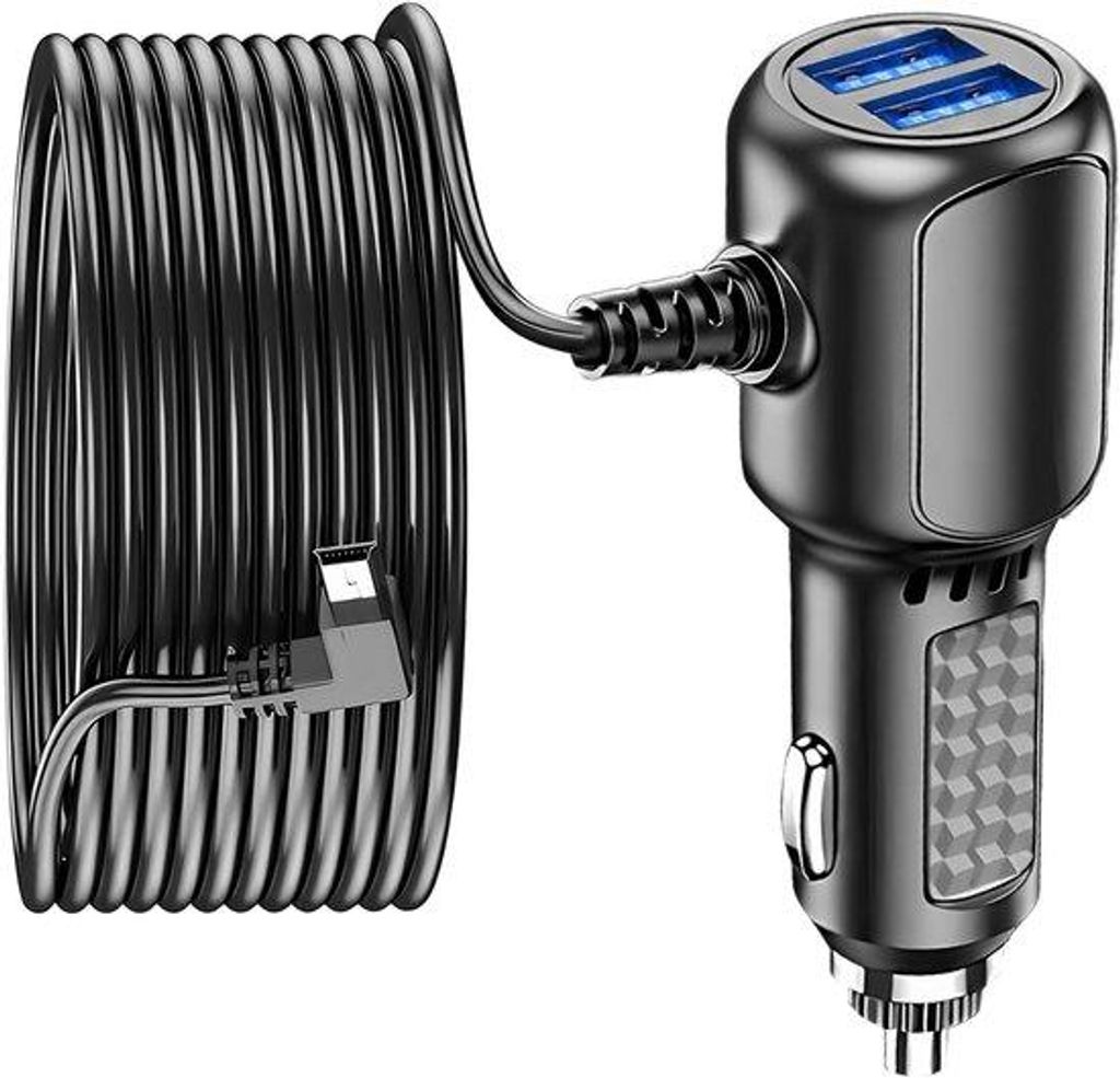 12V zu Auto-Adapter mit 3,5A, 2x USB, Mini-USB-Anschluss, für Dashcams und GPS-Dashcams