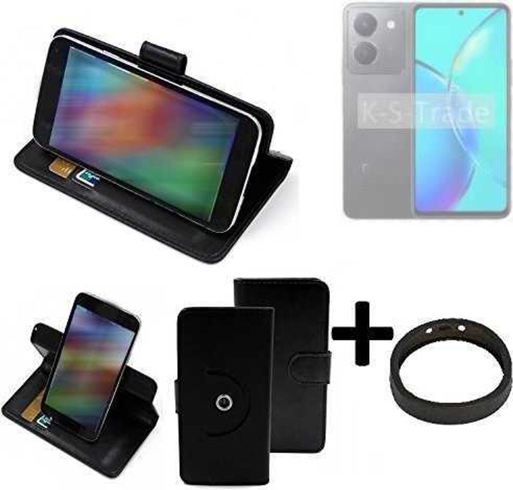 K-S-Trade Case Schutz Hülle kompatibel mit Vivo Y36t + Bumper Handy Hülle Flipcase Smartphone Cover Handy Schutz Tasche Walletcase schwarz
