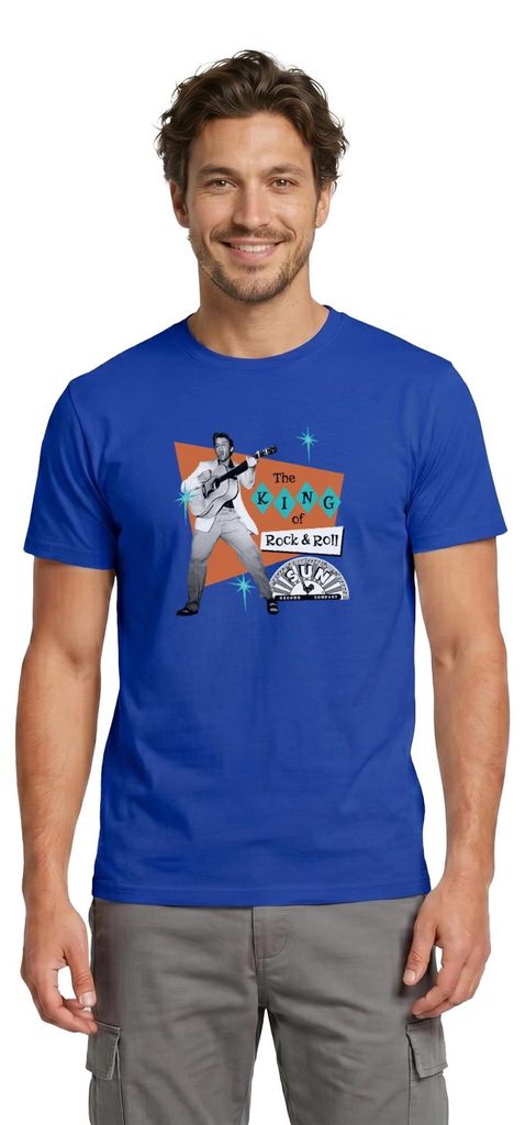 Spreadshirt Elvis Presley The King Of Rock & Roll Männer T-Shirt, 4XL, Dunkelblau