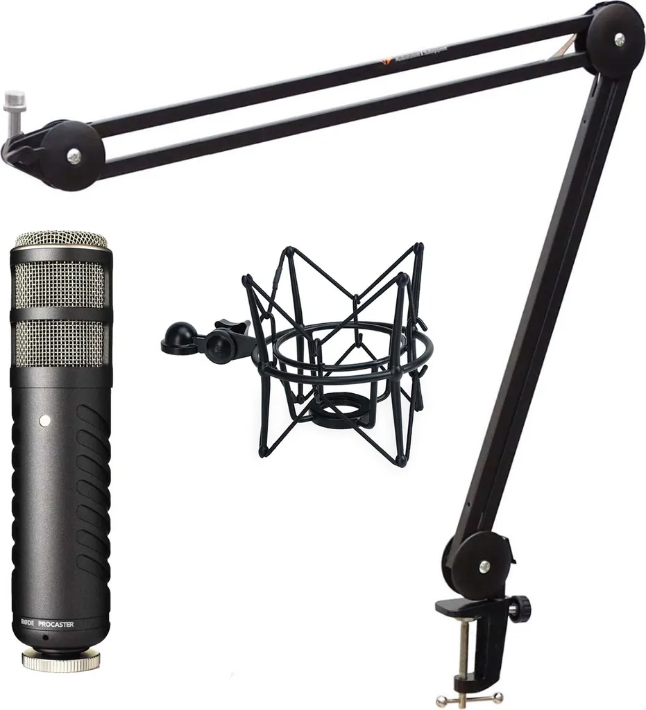 Micro Rode Procaster Cardioïde avec Bras de Bureau et Suspension Noire