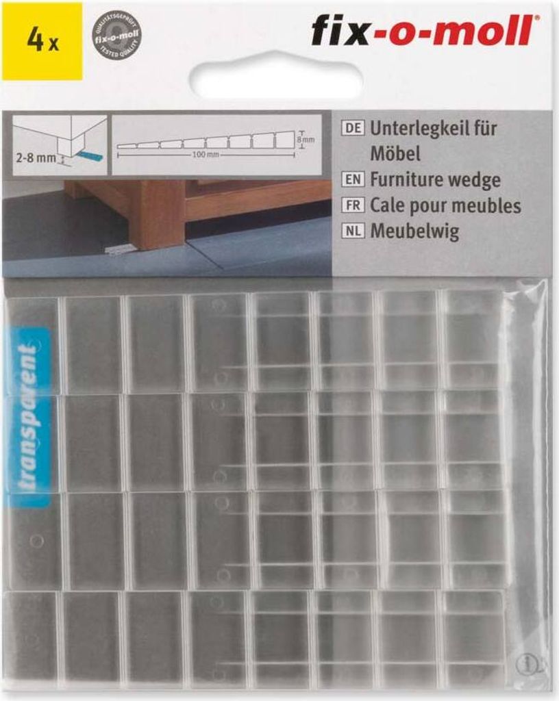 Unterlegkeile für Möbel transparent 100 x 20 mm fix-o-moll