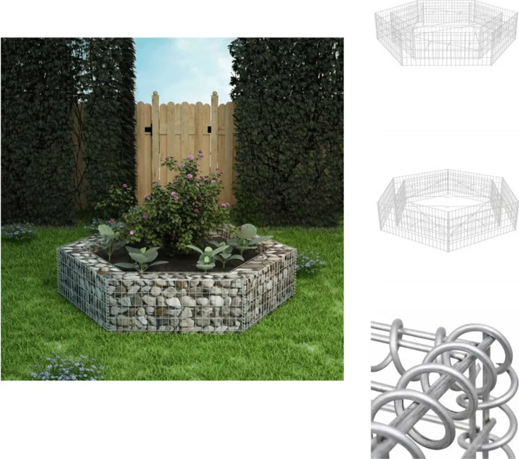Gabion hexagonal surélevé vidaXL 200x173x40 cm en acier galvanisé gris