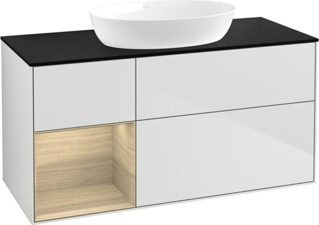 V&B Waschtischunterschrank Wandbeleuchtung Finion 120cm, Pl bla m, Reg Oa ven, wh. m Lac