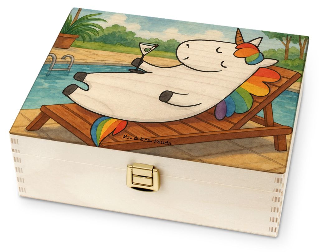 Mr. & Mrs. Panda Holz Teebox Einhorn Cocktail Design - Weiß - Geschenk, Party, Teedose, Freundin, für Paare, Unicorn, Teekiste, Einhörner, Tee A...