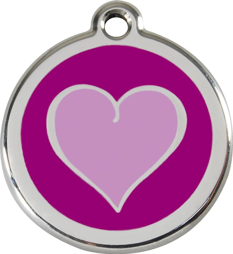 RedDingo Hundemarke mit individueller Gravur farbiges Herz purple, Größe: M