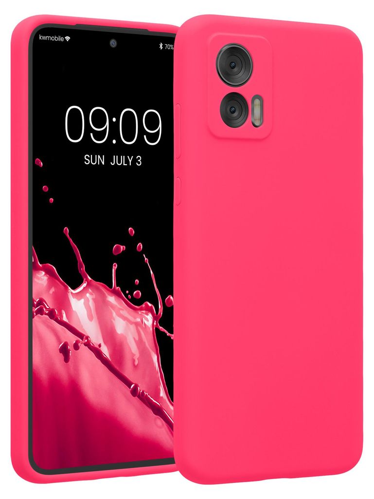 kwmobile Hülle kompatibel mit Motorola Edge 30 Neo - Hülle Silikon gummiert - Handyhülle - Handy Case in Neon Pink