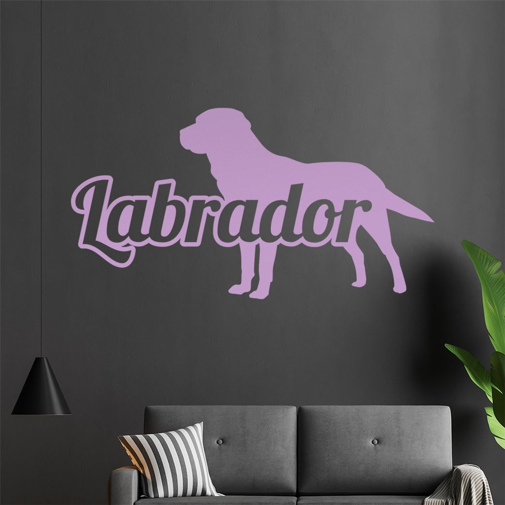 KIWISTAR Labrador mit Name Silhouette Schrift Wandtattoo in 6 Größen - Wandaufkleber Wall Sticker - Dekoration, Küche, Wohnzimmer, Schlafzimmer,...