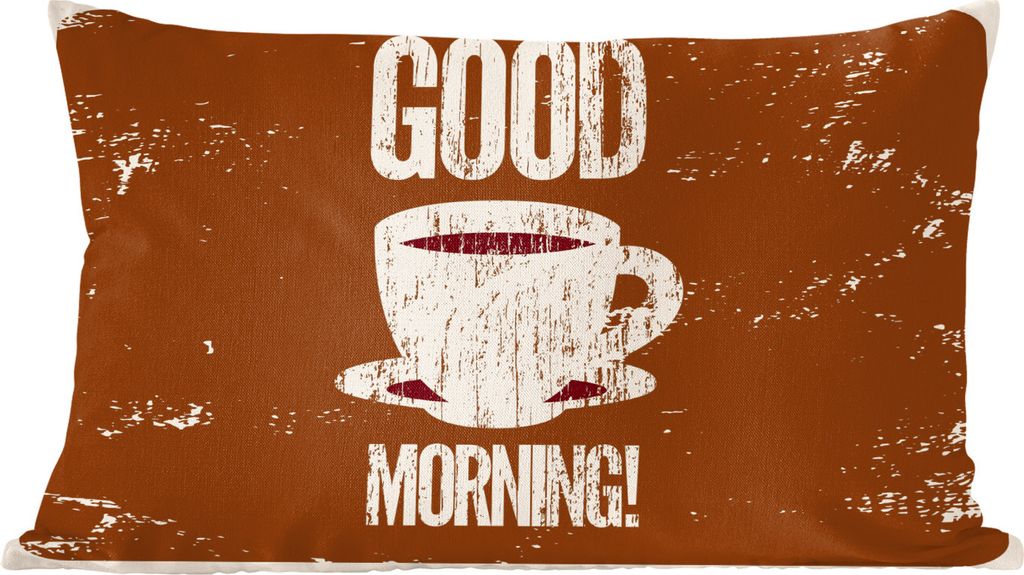 MuchoWow Zierkissen Sofakissen Wohnzimmer Dekokissen 50x30 cm Kaffee - Sprichwörter - Guten Morgen! - Vintage - Zitate - Wohnzimmerdekoration - ...
