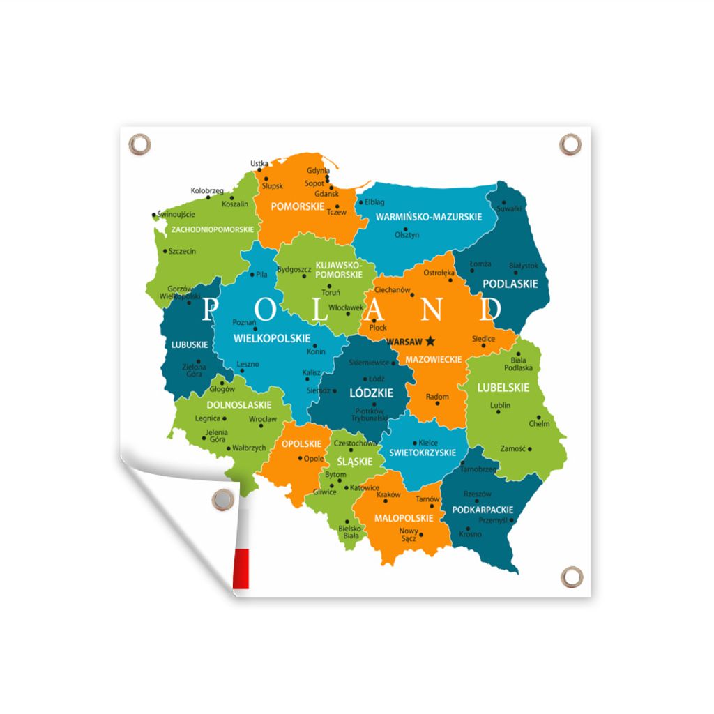 MuchoWow® Zahradní plakáty - Mapa Polska v jasných barvách Obrázek produktu 