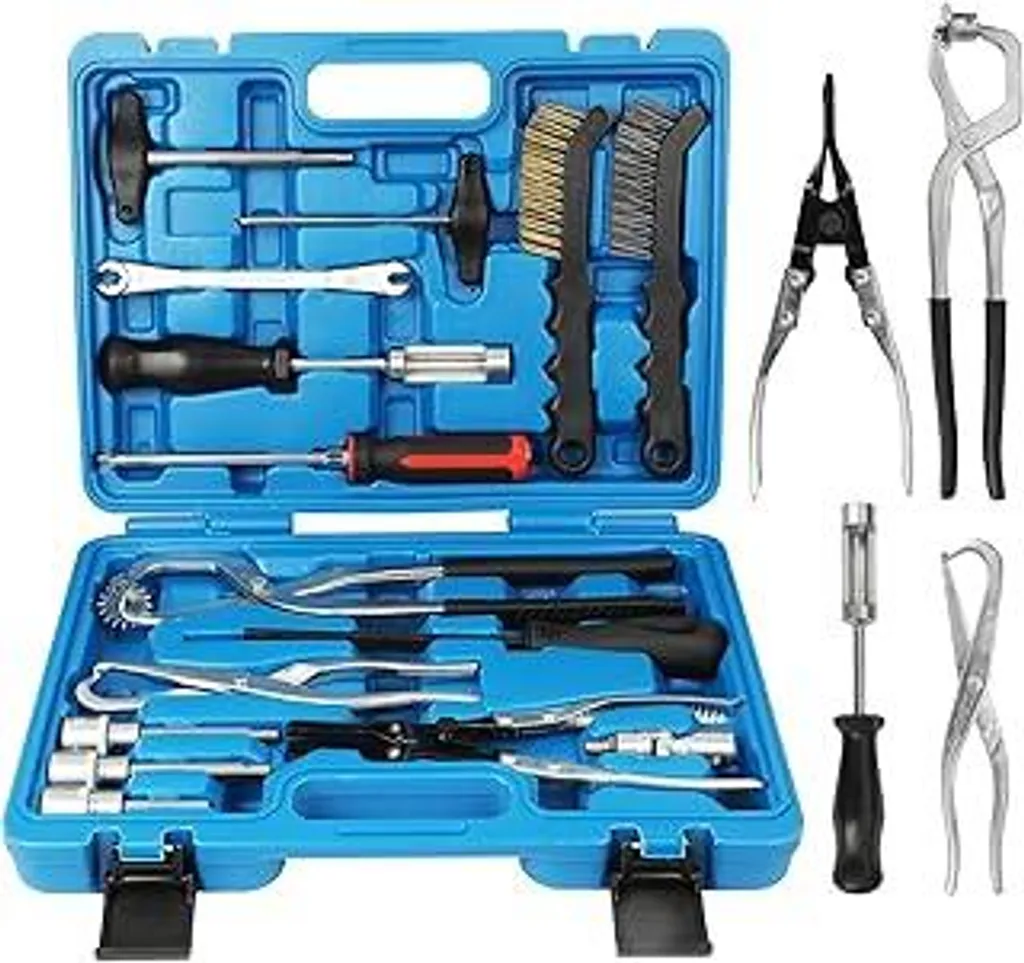 KAISAL Set di 15 utensili per freni a tamburo Set di utensili per freni a tamburo per autoveicoli per impianti frenanti a tamburo e a disco, contiene tutto il necessario per la sostituzione/pulizia dei freni anteriori e posteriori