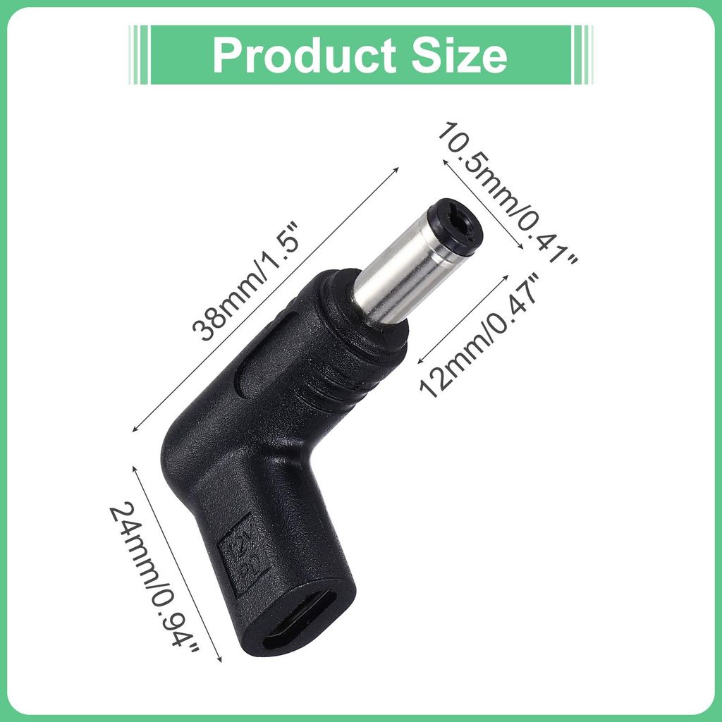 USB 3.1 Type-C Female zu DC Male Adapter 12V Type C zu DC5521 5.5x2.1mm Winkeladapter fš¹r PD Power Bank PD Quelle Notebook Laptop Tablet