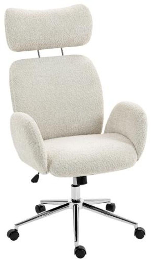 Buerostuhl Mit Verstellbarer Kopfstuetze Ergonomischer Schreibtischstuhl Kippfunktion Hoehenverstellbar Grauweiss 75 x 65 x 123 cm
