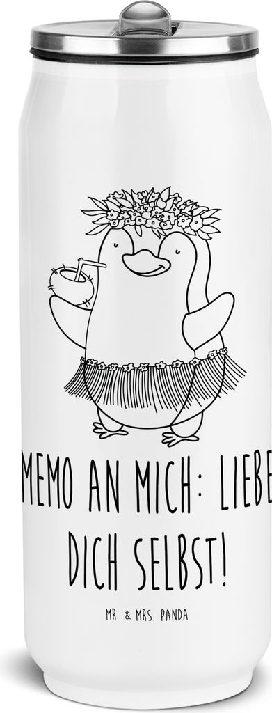 Mr. & Mrs. Panda sport trinkflasche Pinguin Kokosnuss - Weiß - Geschenk, Urlaub, outdoor, Thermoflasche, Hawaii, Thermosflasche, Aloha, Edelstahl,...