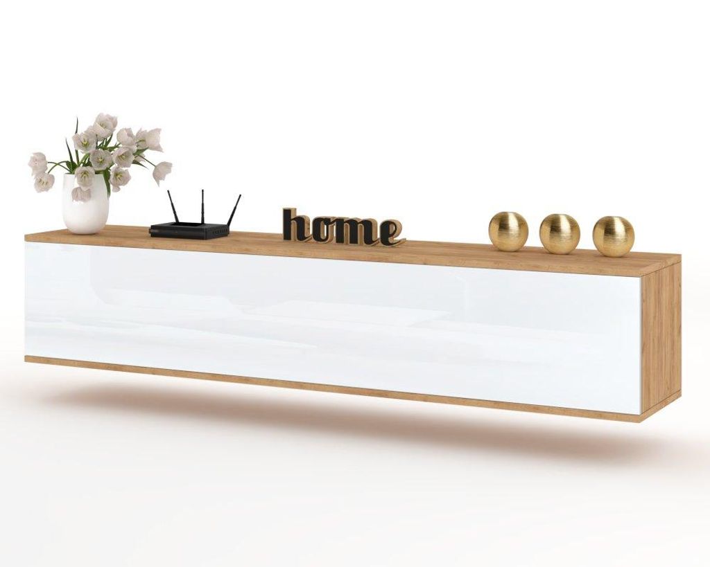 TV-Lowboard Fernsehschrank SIMPLY HÄNGEND Craft Eiche/Weiß Produktbild 