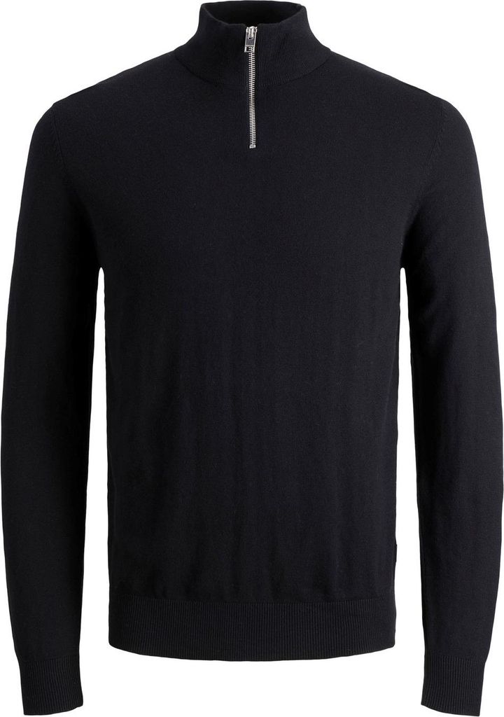 JACK & JONES Dünner Strickpullover Stehkragen Sweater mit Zip Langarm Basic JJEEMIL Größe: XS