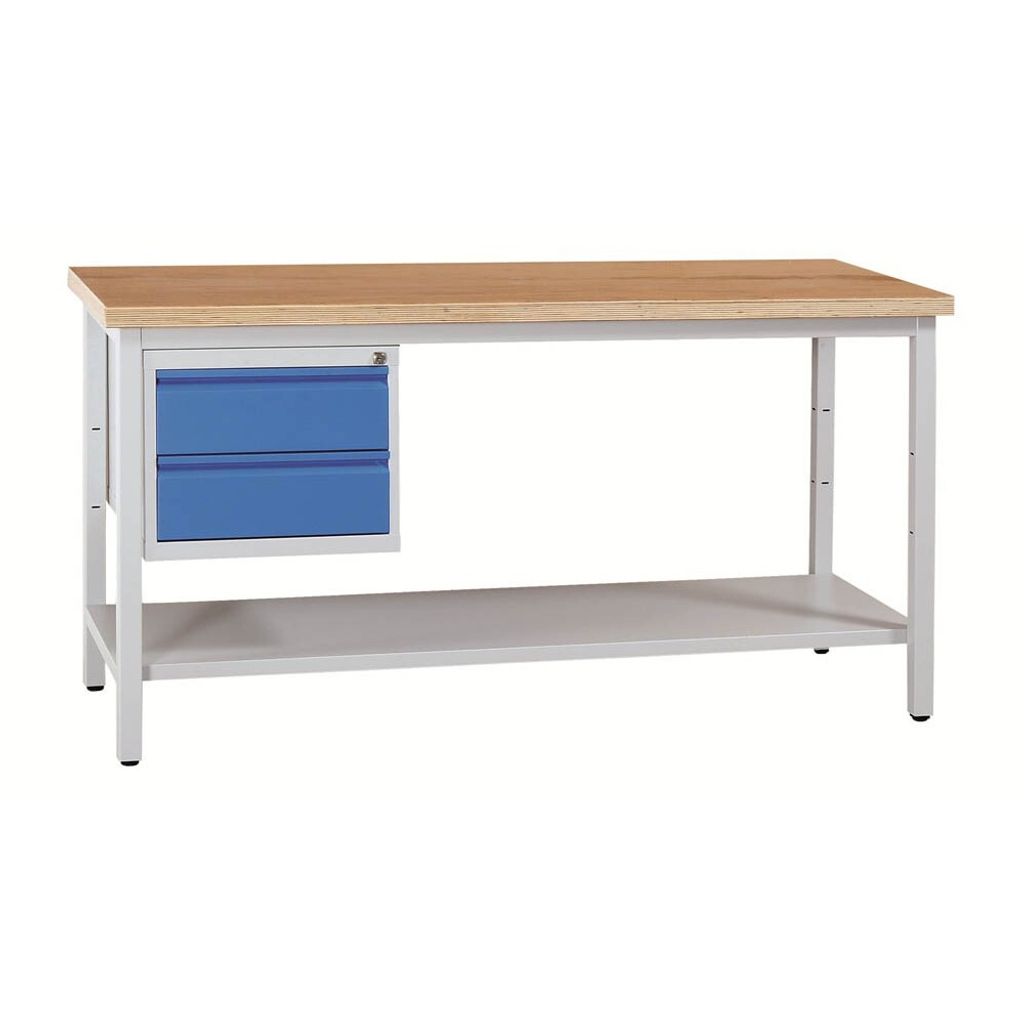 Gürkan Werkbank lichtgrau 2 Schubladen 160,0 x 60,0 x 84,0 cm