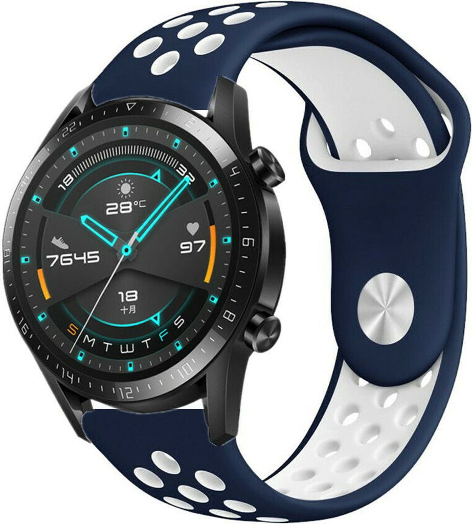 Strap-it Huawei Watch GT 2 Sport Armband (Blau Weiß)