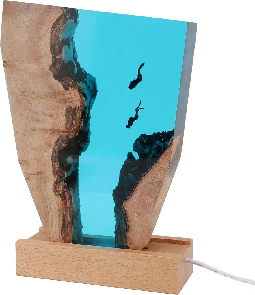 Lampe de Table LED Multicolore Design Plongeur et Résine Époxy 3D