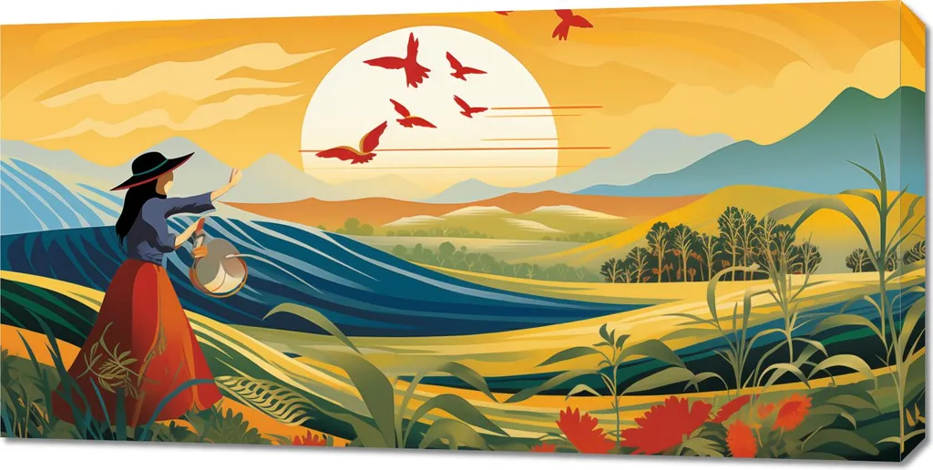 Offerta Quadro 100x50cm Vita di Campagna - Tela Canvas Pronta
