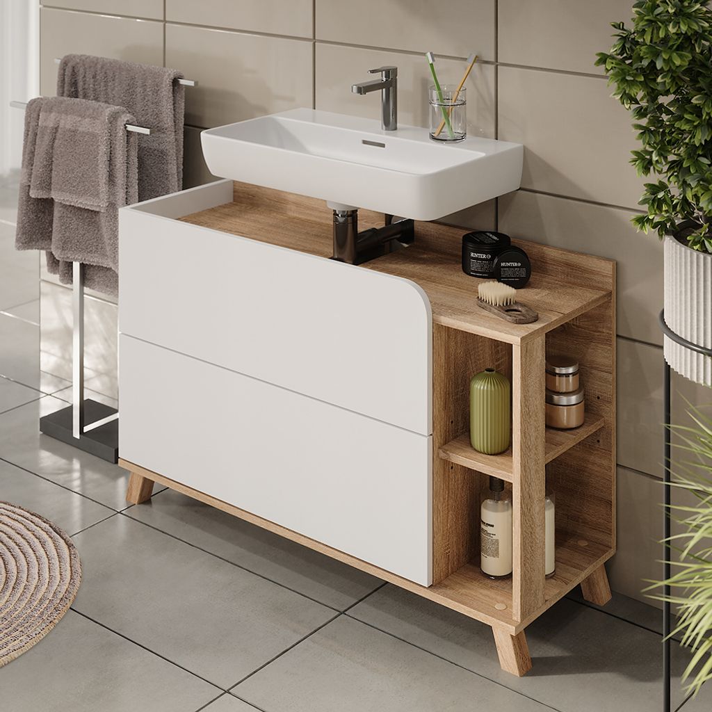 Umývadlová skrinka Vicco Karen Sonoma/White 100 x 65 cm s 2 Obrázok produktu 