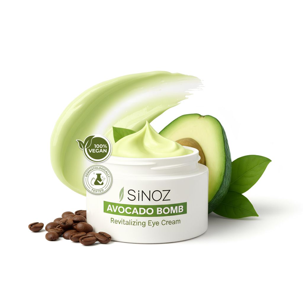 Sinoz Avocado Bomb Augencreme 15 ml – Feuchtigkeit & Frische für die Augenpartie – mit Avocadoöl, Hyaluronsäure, Niacinamid, liposomalem Kof...