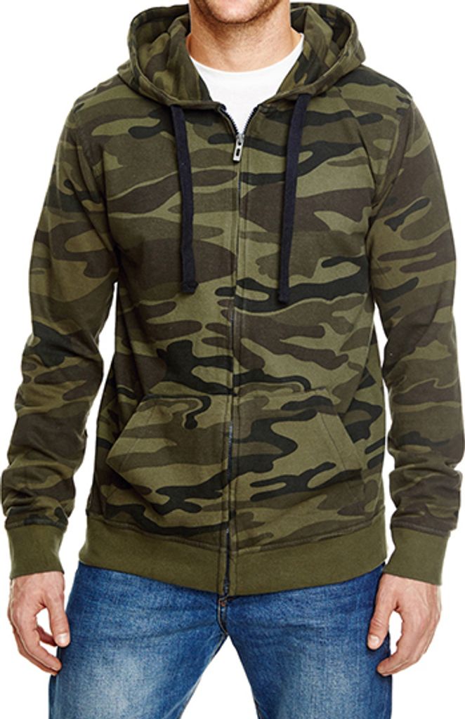 Burnside Full Zip Camo Hooded Sweat Jacket