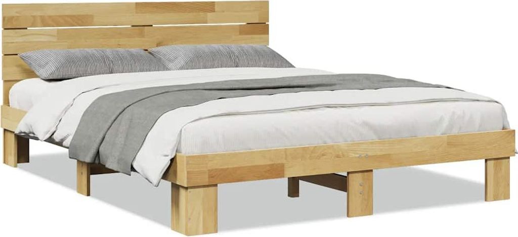 vidaXL Massivholzbett mit Kopfteil ohne Matratze 160x200 cm Eichenholz