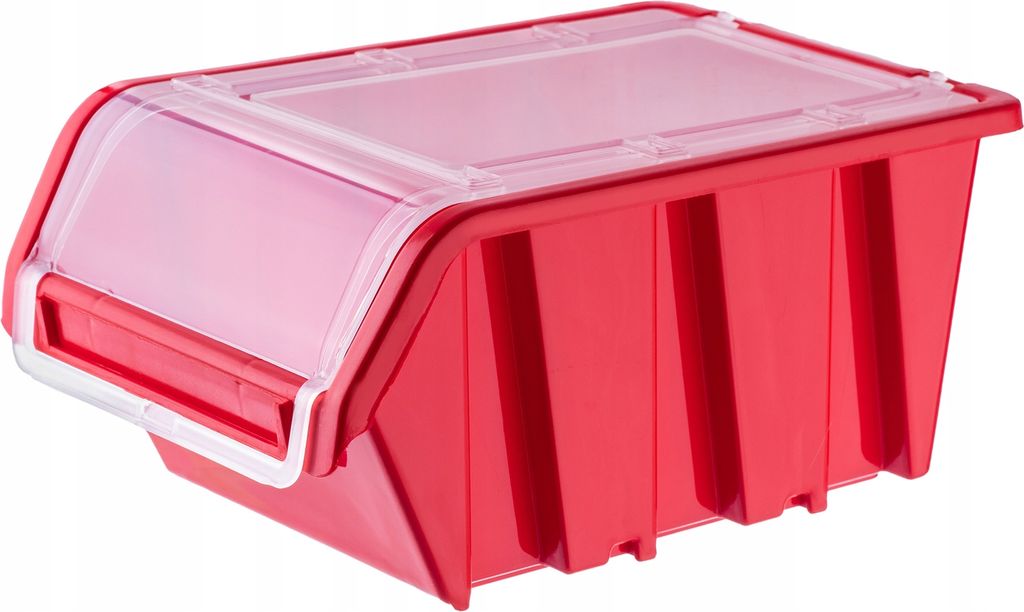 KADAX Werkzeugkasten "Gusum", Lagerbox mit Klappe aus PP Kunststoff, Rot,1 Stück, 23x16 cm