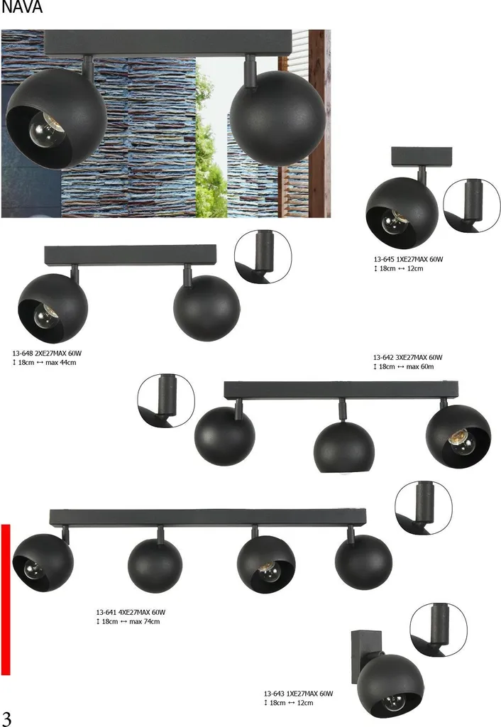 Luminaire mural industriel noir mat NAVA 13-643 pour déco loft chic