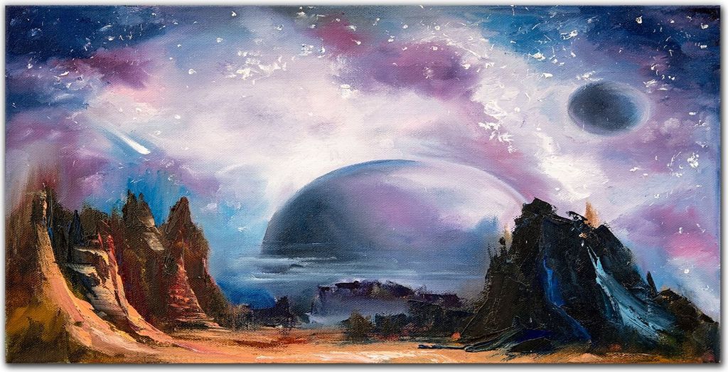 Coloray Bild aus Acryl 100 cm x 50 cm - Gehärtetes Acryl Acrylblock mit Bild Küche Wohnzimmer Wanddekoration Dekoration - Galaxie Planet