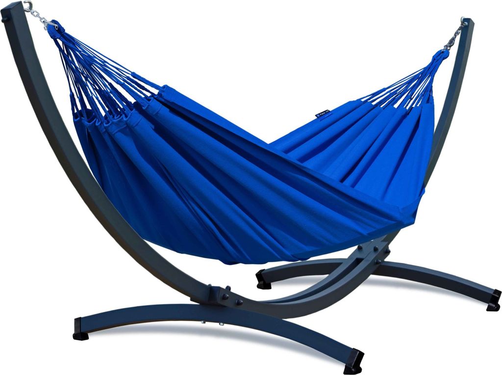 Potenza Outdoor Merida Hängematte mit Aluminium Gestell für 2 Personen I Baumwolle Doppelhängematte 220x160, 220kg I Hängemattengestell 200kg,...