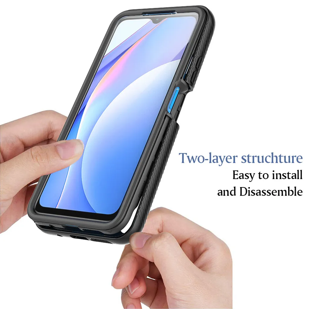 Cover 360° Poco M3 con Screen Protector - Rugged Case Blu Navy - 6