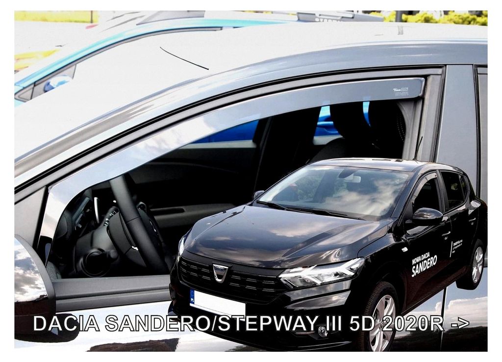 Windabweiser für Sandero/Stepway ab 2021, Heko Regenabweiser, getönt, 2-teilig, vorne, aerodynamisch
