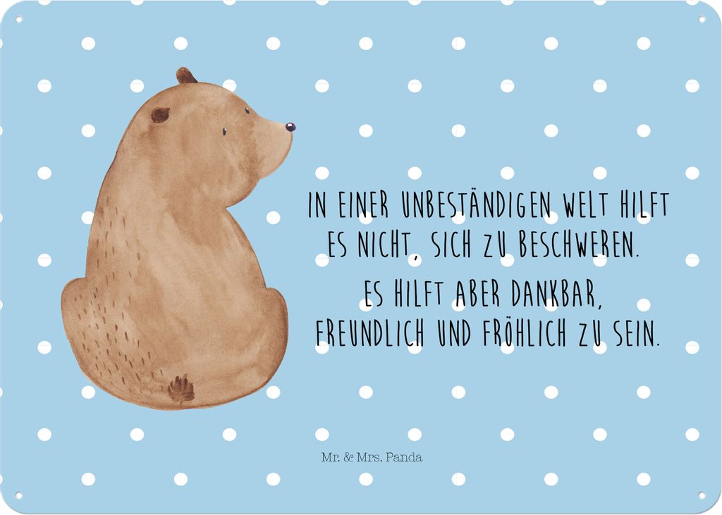 Mr. & Mrs. Panda Blechtafel Bär Schulterblick DIN A4 - Blau Pastell - Geschenk, Wandbild, Magnetschild, tafel, Bärenliebe, Motivation, Schild, Se...