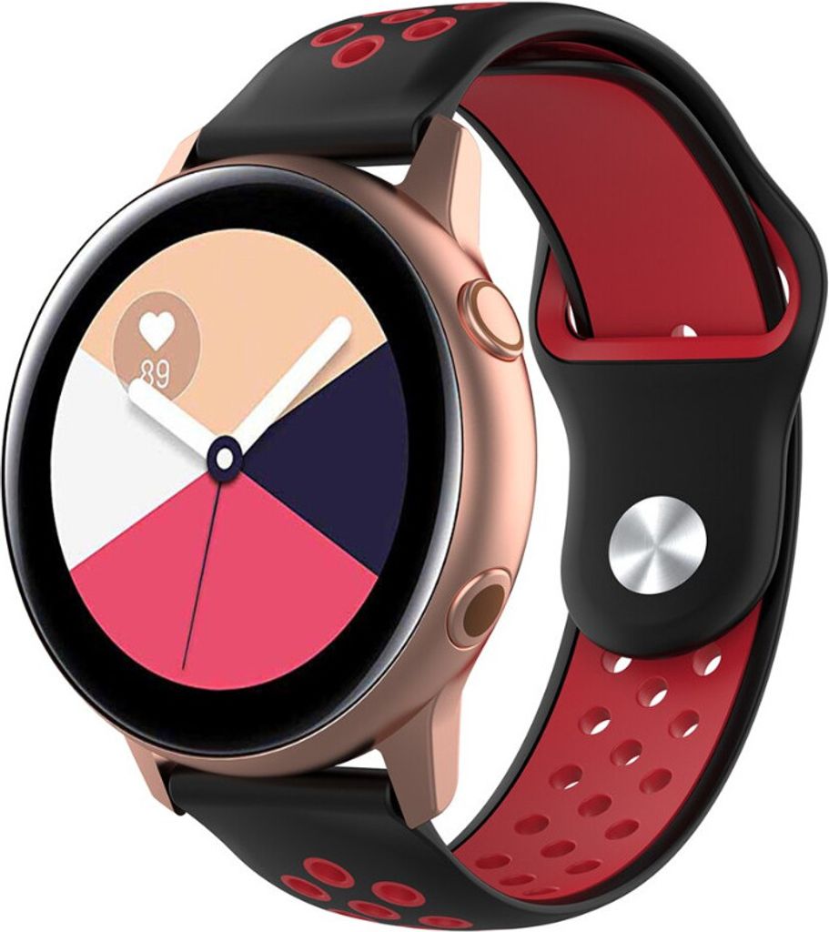 Strap-it Samsung Galaxy Watch Active / Active 2 Sportarmband (Schwarz Rot)