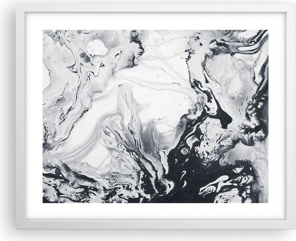 Gerahmtes Poster - Weißer Rahmen - Abstraktion modern - 50x40 cm - Wand Bild - Wanddeko - Wandbilder - Kunstposter - Wandposter - Bilderrahmen - B...