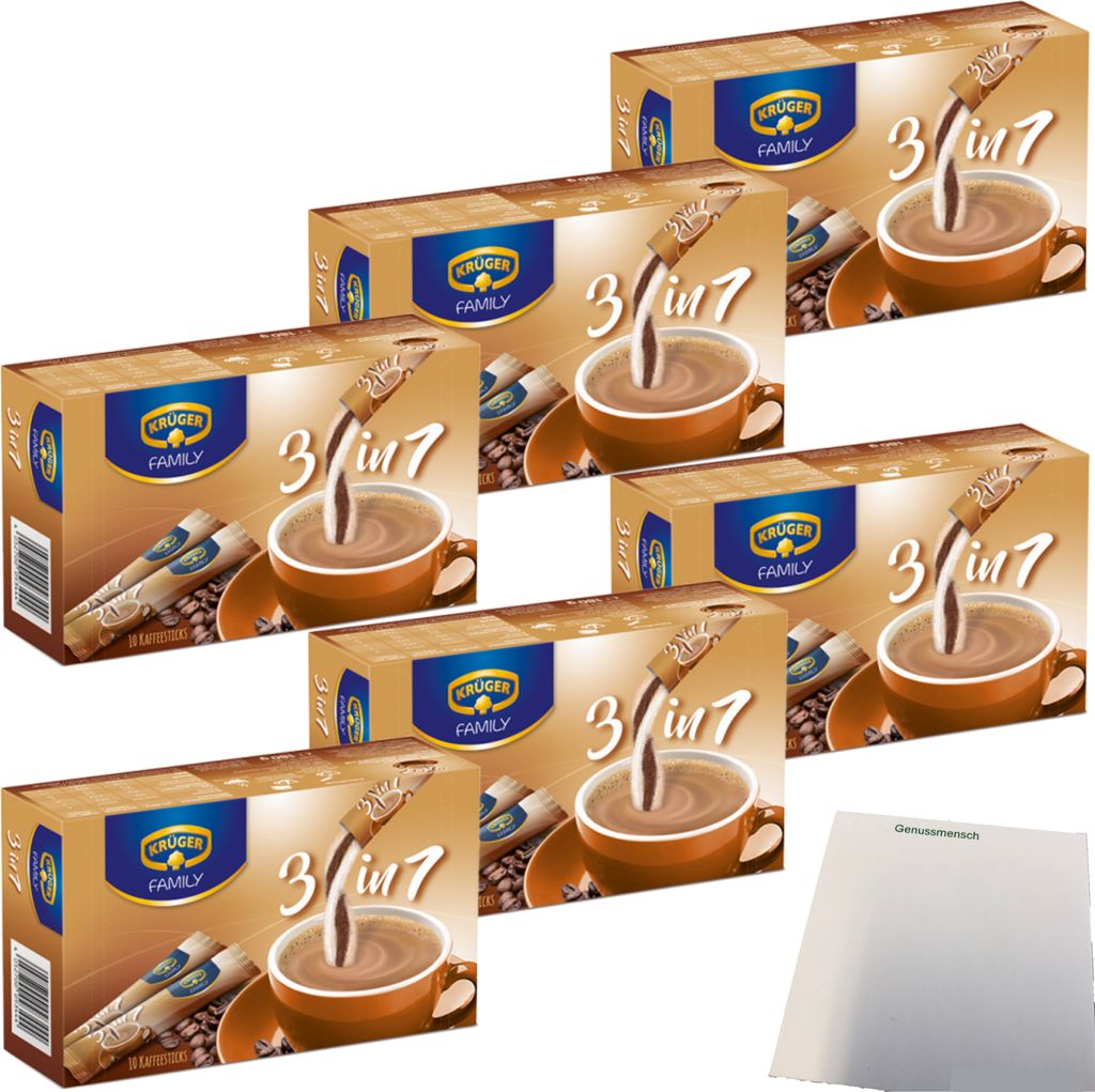 Krüger Family Kaffee-Sticks 3in1 6er Pack (6x180g Packung) + usy Block