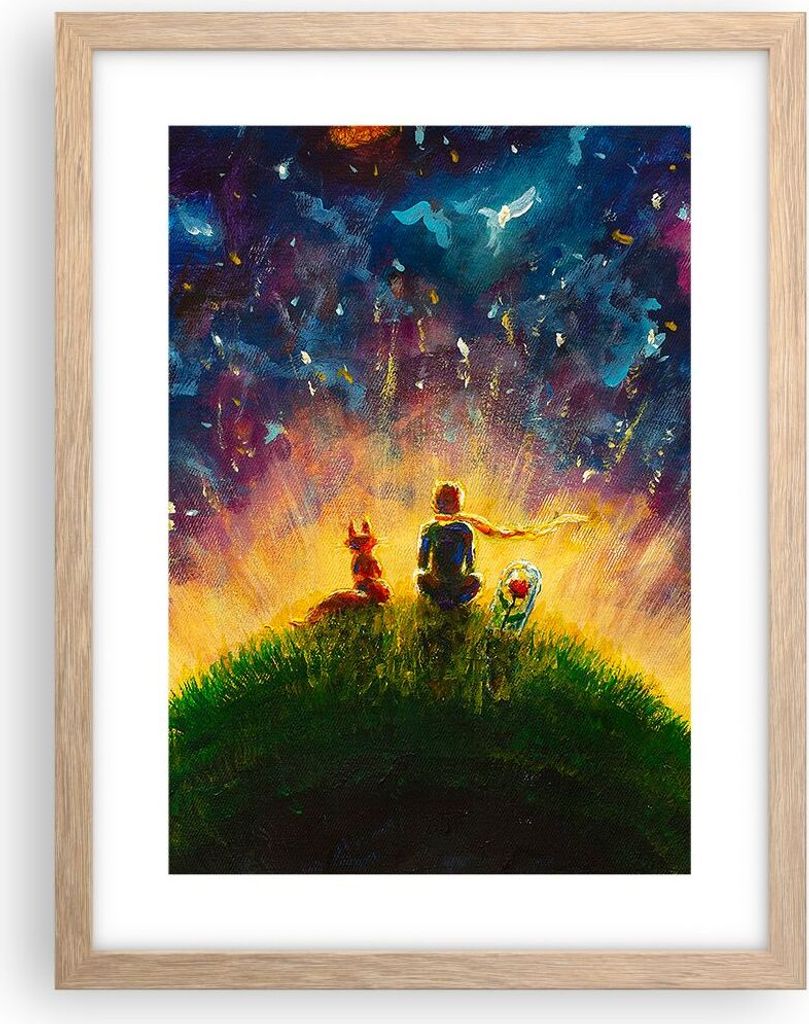 Gerahmtes Poster - Rahmen in heller Eiche - Mann Natur - 30x40 cm - Wand Bild - Wanddeko - Wandbilder - Kunstposter - Wandposter - Bilderrahmen - B...